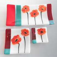 New Red Poppy Dish Small Square Ring