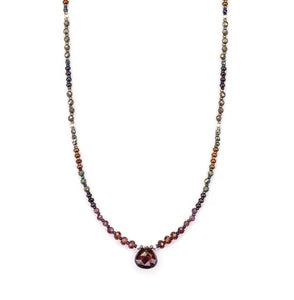 Beaded Necklace With Copper, Bronze, Garnet and Pyrite