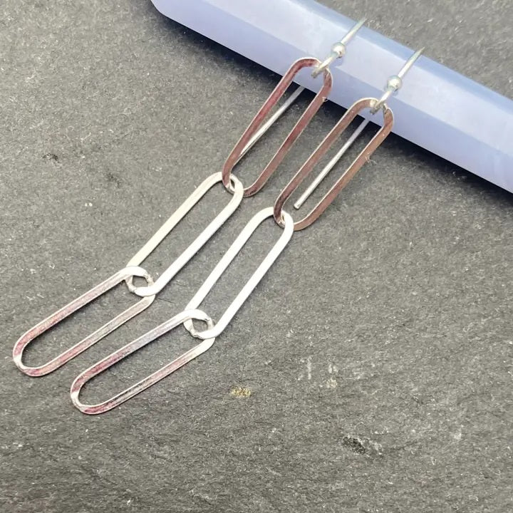 Silver Paperclip Chain Earrings