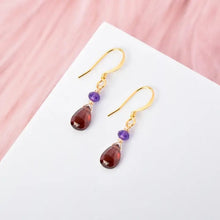 Load image into Gallery viewer, Garnet and Amethyst Earring