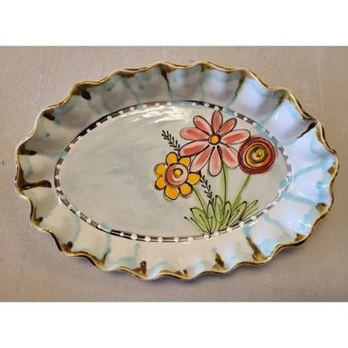 Oval Platter With Flowers