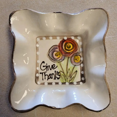 Square Condiment Bowl With Word Thanks