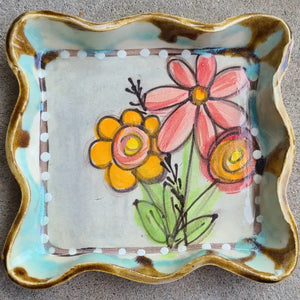 Candle Plate With Flowers