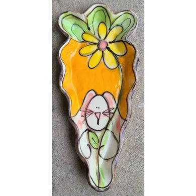 Carrot Plate With Bunny and Flower