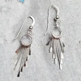 Silver Paddle Fringe Earrings