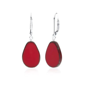 Flat Teadrop Earring in Red