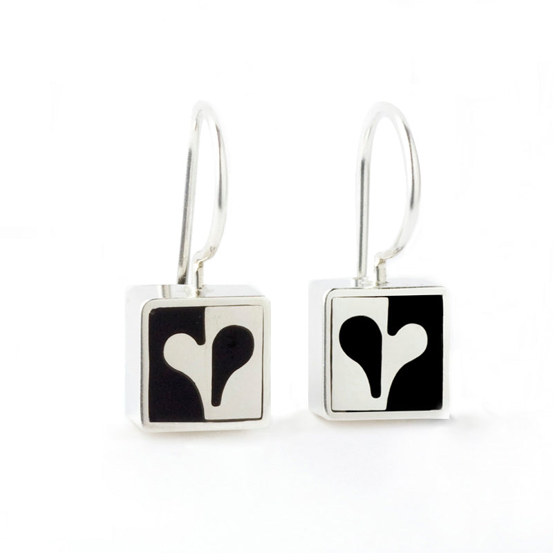 Red Heart Square Earrings