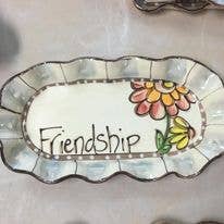 Mint Dish, Gray/White Friendship w/Mum