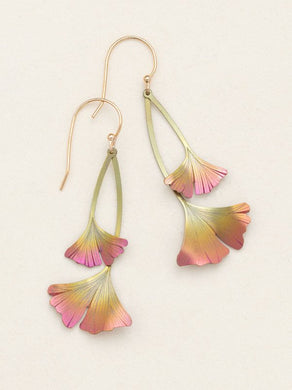 Duo Ginko Leaf Drops in Peach and Gold Earrings