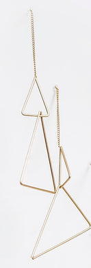 Earrings, Gold Two Triangle Drapes