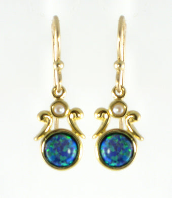 Vermeil Earrings Black Opal With Pearl