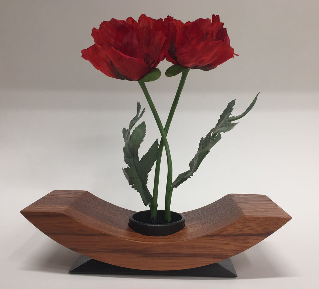 Ikebana Wood Wide Curve Vase