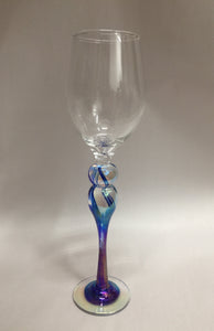 Wine Goblet, Fumed Blue Swirl Stem